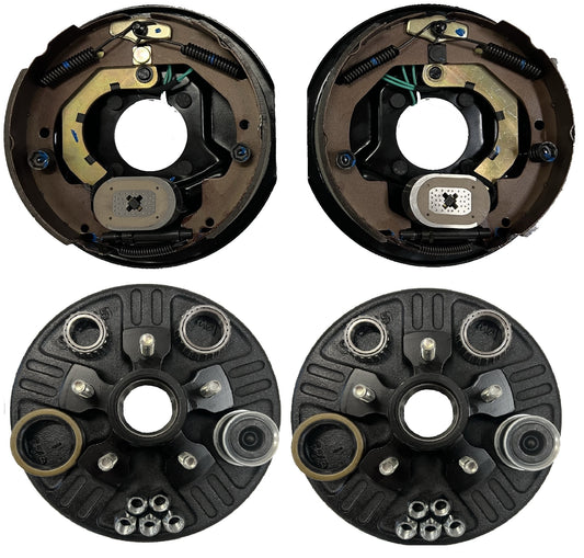 Electric Trailer Brake Backing Plates 10 inch LH RH w/2 Hub Drum Kits (5 on 4.5)