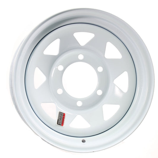 eCustomrim Trailer Wheel Rim 16 Inch 16X6 6 Lug On 5.5 Center White Spoke