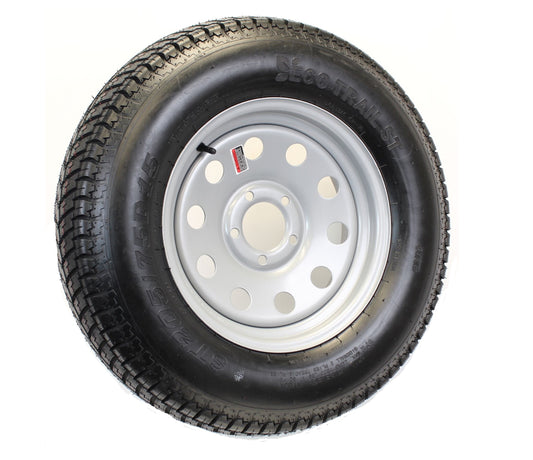 Mounted Trailer Tire On Rim 205/75D-15 Modular Wheel Silver 5 Hole On 5 in. 6Ply