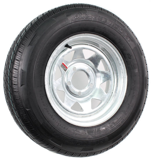 Mounted Radial Trailer Tire On Rim ST205/75R14 LRC 5 Lug Galvanized Spoke Wheel