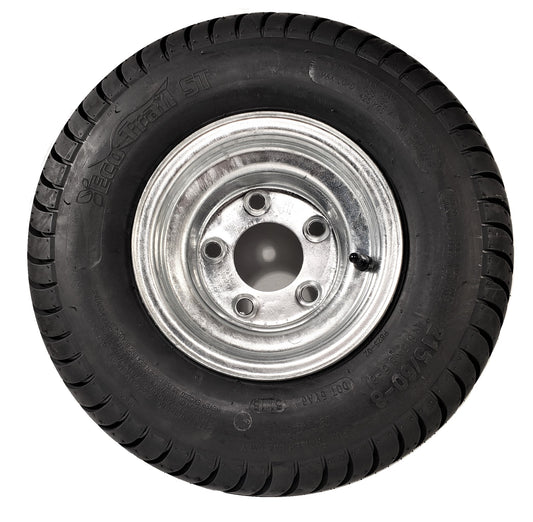 Trailer Tire On Galvanized Wheel Rim 18.5X8.5-8 18.5-8.5-8 215/60-8 Load C 5 Lug