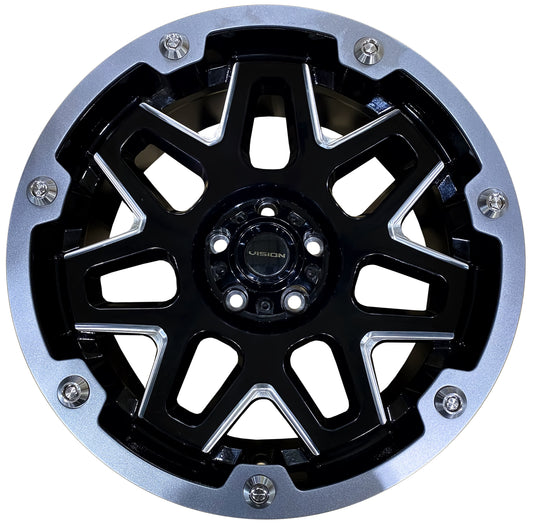 Trailer Wheel 18x9 Gloss Black Grey Ring Vision Rim 5 Lug On 4.5" 18X9 18" x 9"