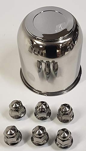 Trailer Wheel Lug and Cap Set Stainless Steel Hub Cover 6 SS Lugs 4.25" Center