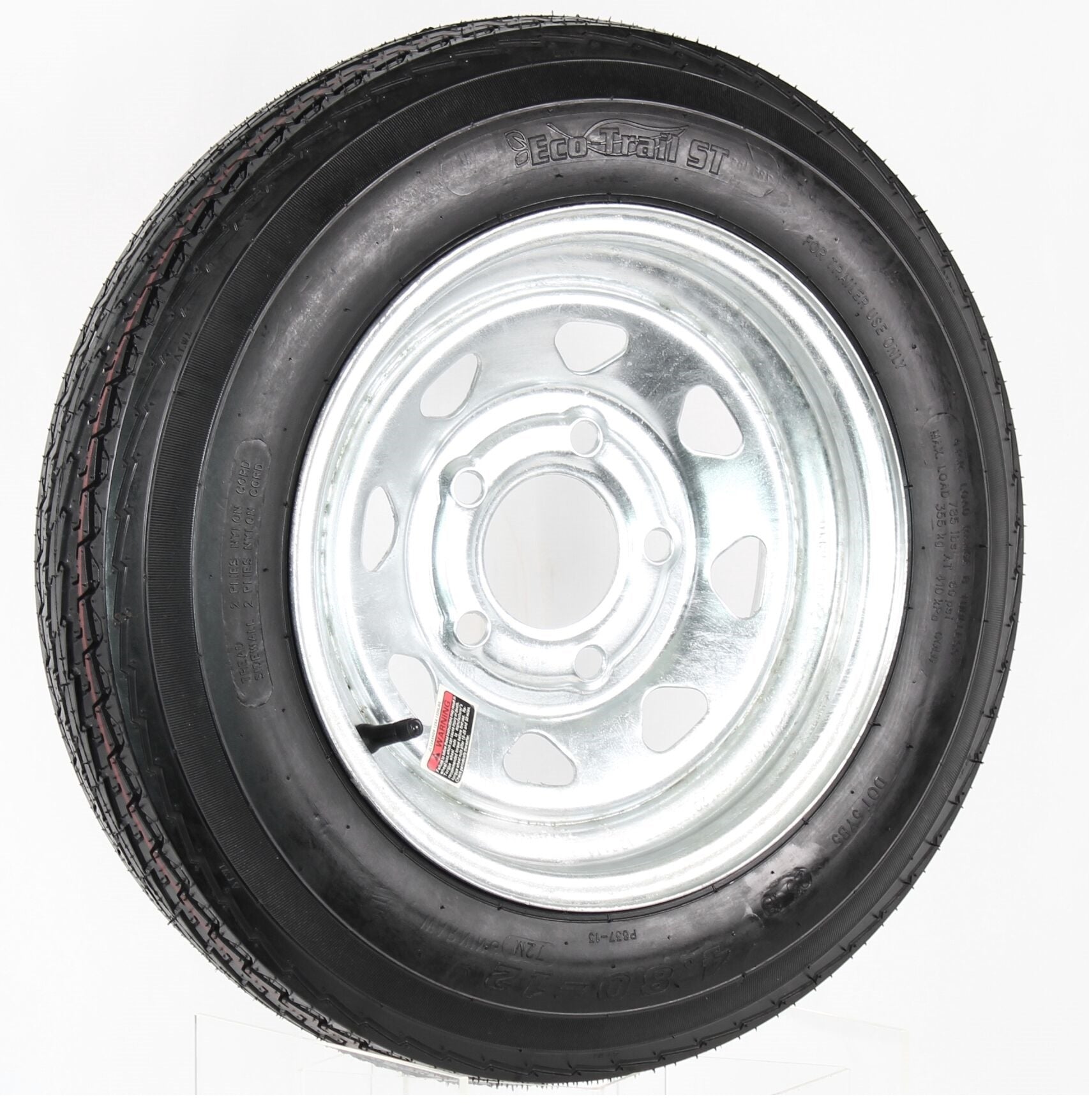 Trailer Tire On Rim 4.80-12 480-12 4.80X12 LRB 5 Lug Wheel