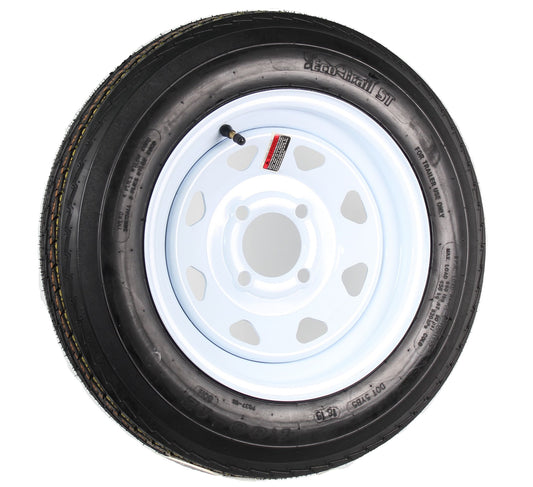 Trailer Tire On Rim 480-12 4.80-12 LRC 4 Lug White Spoke Wheel
