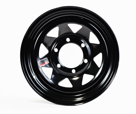 eCustomrim Trailer Wheel Rim 15 Inch 15X6 6 Lug Black Spoke
