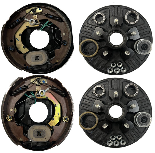 Electric Trailer Brake Self Adjusting Backing Plates 10" LH RH w/2 Drum Kits 5-5