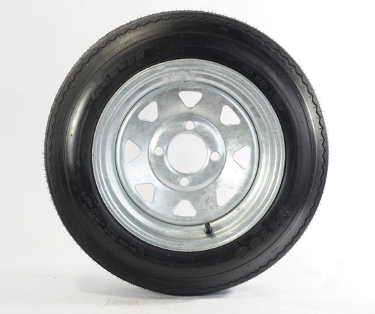 Trailer Tire On Rim 480-12 4.80-12 LRC Bias 4 Lug Galvanized Spoke Wheel