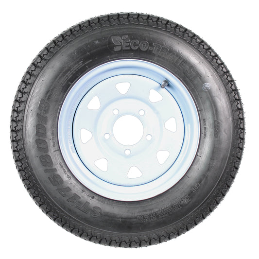 Trailer Tire On Rim ST175/80D13 175/80 D 13 Load C 5 Lug White Spoke Wheel