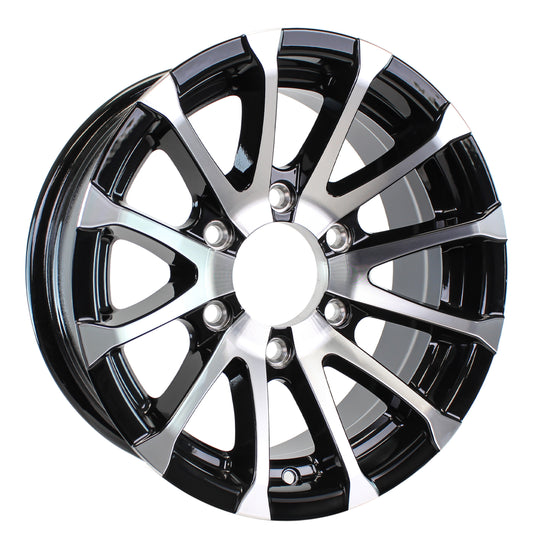eCustomrim Aluminum Trailer Wheel 16X6 16" Avalanche Black 6 Lug On 5.5" Center