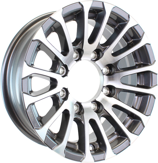 eCustomrim Aluminum Trailer Wheel 16X6 16" 8 Lug 6.5 Center Avalanche Gun Metal