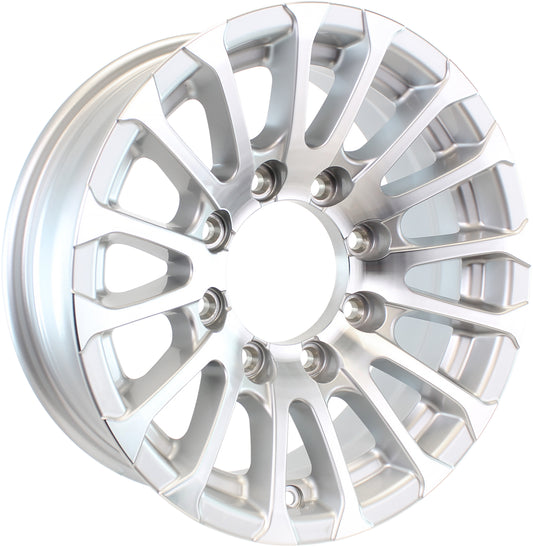 Aluminum Trailer Wheel 16X6 16 X 6 8 Lug 6.5 Center Avalanche Silver Rim