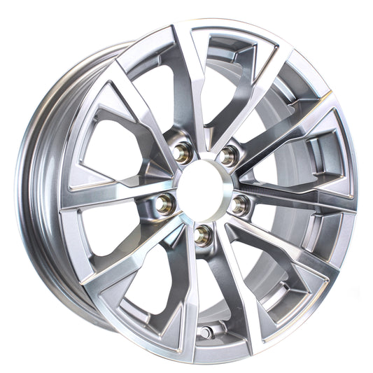 eCustomrim Aluminum Trailer Wheel 14X5.5 14" Edge Silver 5 Lug On 4.5" Center