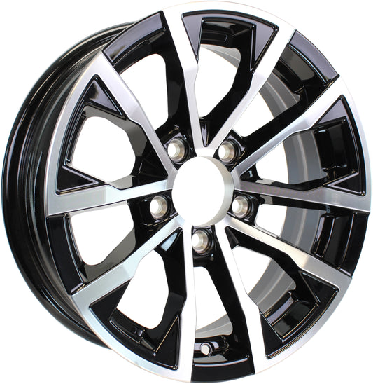 eCustomrim Aluminum Trailer Wheel 15X5 15 X 5 5 Lug 4.5 Center Edge Black Rim