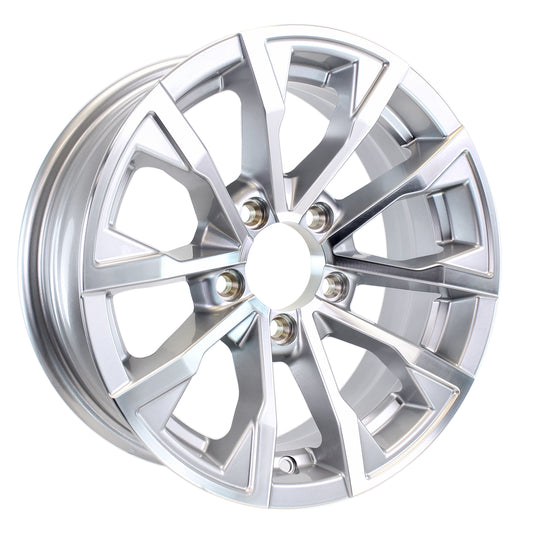 eCustomrim Aluminum Trailer Wheel 15X5 15 Inch Rim Silver Machined 5 Lug On 4.5