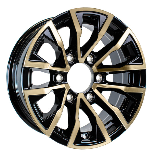Aluminum Trailer Wheel 15X6 15" Edge Brushed Gold Finish 6 Lug On 5.5" Center