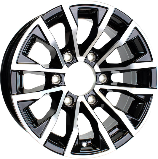 eCustomrim Aluminum Trailer Wheel 15X6 15 X 6 6 Lug 5.5 Center Edge Black Rim