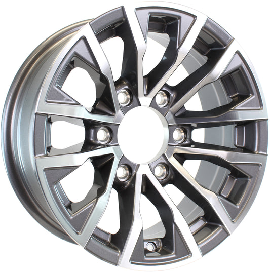 eCustomrim Aluminum Trailer Wheel 15X6 15 X 6 6 Lug 5.5 Center Edge Gun Metal