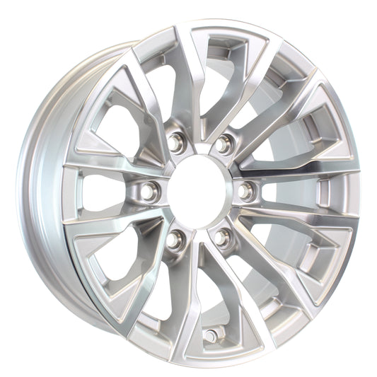eCustomrim Aluminum Trailer Wheel 15X6 15 Inch Edge Silver 6 Lug On 5.5" Rim