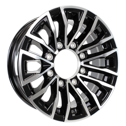 eCustomrim Aluminum Trailer Wheel 16X6 16 Inch Rim Black and Machined 8 Lug