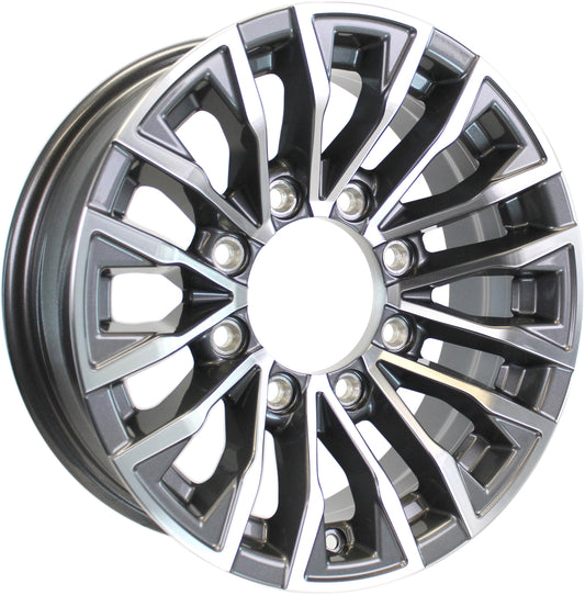 eCustomrim Aluminum Trailer Wheel 16X6 16 X 6 8 Lug 6.5 Center Edge Gun Metal