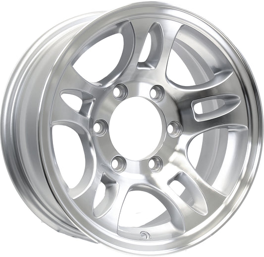 Aluminum Trailer Wheel 15X6 15 X 6 6 Lug 5.5 Center T03 Silver Rim