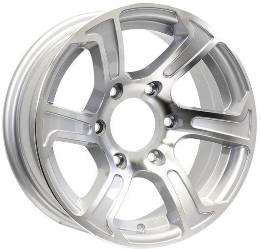 eCustomrim Aluminum Trailer Wheel 15X6 15 X 6 6 Lug 5.5 Center Summit Silver Rim