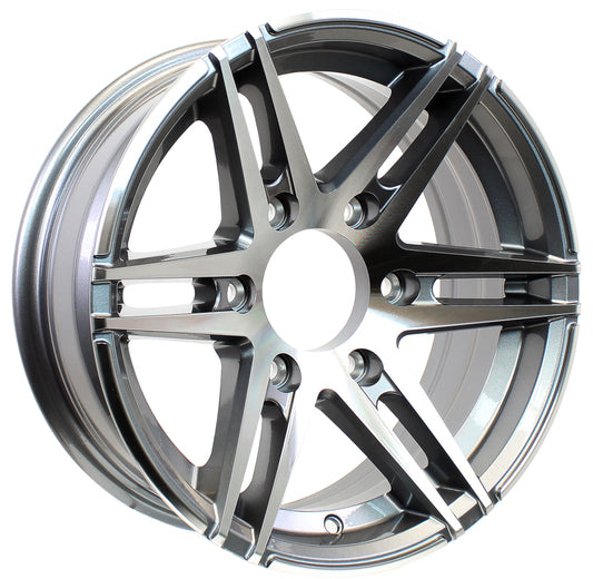 eCustomrim Aluminum Trailer Wheel 16X6 16 Inch Rim Gun Metal Machined 6 Lug