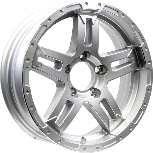 Aluminum Trailer Wheel 15X5 15 X 5 5 Lug 4.5 Center Turismo Silver Machined Rim
