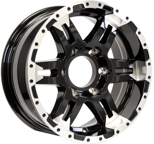 Aluminum Trailer Wheel 15X6 15 X 6 5 Lug 5 Center.5 Turismo Black Rim