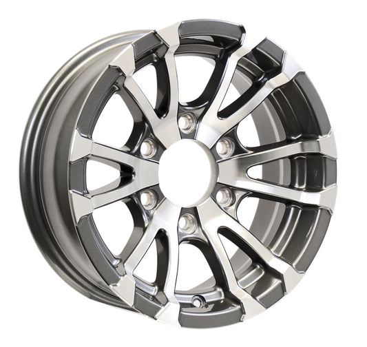 eCustomrim Aluminum Trailer Wheel 15X6 15 Inch Rim Gun Metal Machined 6 Lug
