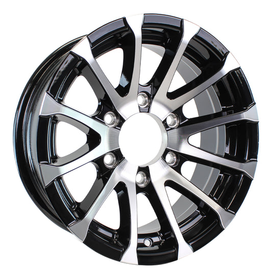 Aluminum Trailer Wheel 16X6 16" Avalanche Black Modular 6 Lug On 5.5" Center