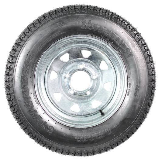 Trailer Tire On Rim ST175/80D13 175/80 D 13 Load C 5 Lug Galvanized Spoke Wheel