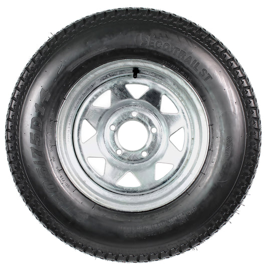 Trailer Tire On Rim ST205/75D14 2057514 F78-14 5 Lug Wheel Spoke Galvanized
