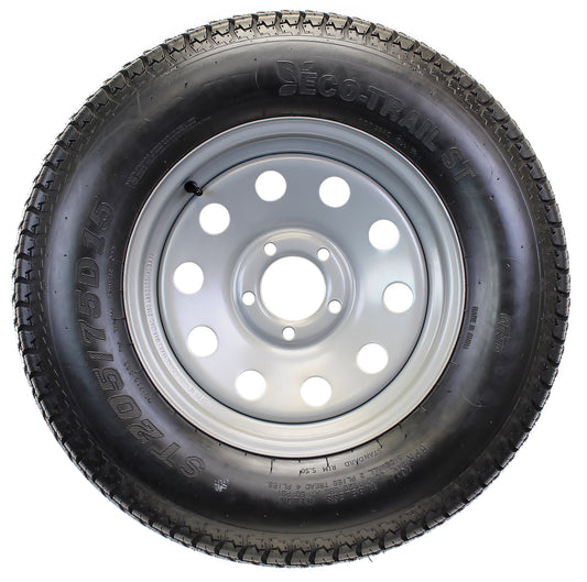 Trailer Tire On Rim ST205/75D15 F78-15 205/75-15 LRC 5 Lug Wheel Silver Mod