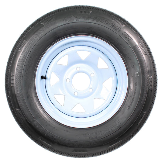 Radial Trailer Tire On Rim ST205/75R14 205/75-14 14 5 Lug White Spoke Wheel