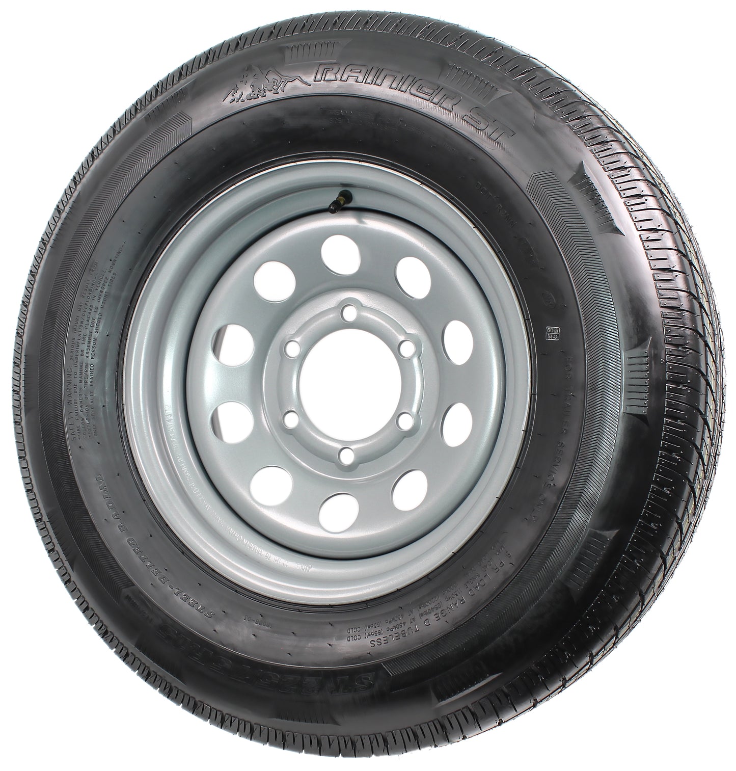 Radial Trailer Tire Rim Assembly ST225/75R15 Load Range E 15" 6 Lug Silver Wheel