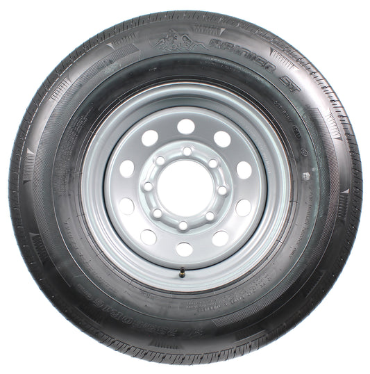 Radial Trailer Tire On Rim ST235/80R16 Load E 8 Lug Silver Modular Wheel