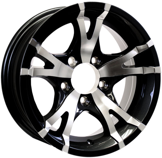 Aluminum Trailer Wheel 15X6 15 X 6 5 Lug 5 Center T07 Black Rim