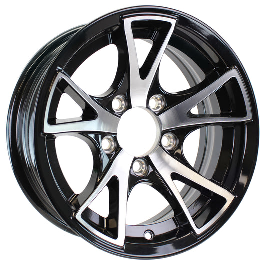 Aluminum Trailer Wheel 15X5 15 Inch Rim Black and Machined 5 Lug YC1155545BM-LW