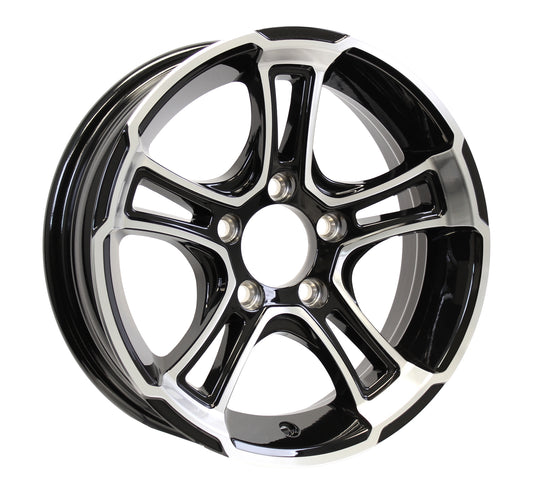 eCustomrim Aluminum Trailer Wheel 15X6 15 Inch Rim Black and Machined 5 Lug