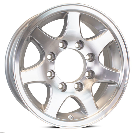 eCustomrim Aluminum Trailer Wheel 16X6 16" T02 7 Spoke 8 Lug On 6.5" Center Rim