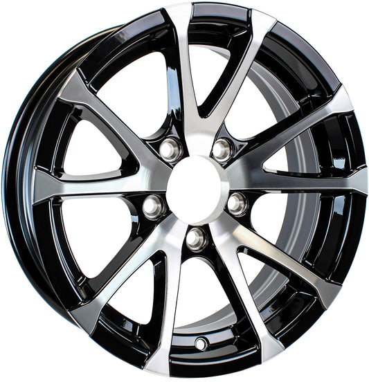 Aluminum Boat Camper Trailer Rim Wheel 5 Lug 13 in. Avalanche V-Spoke/Black