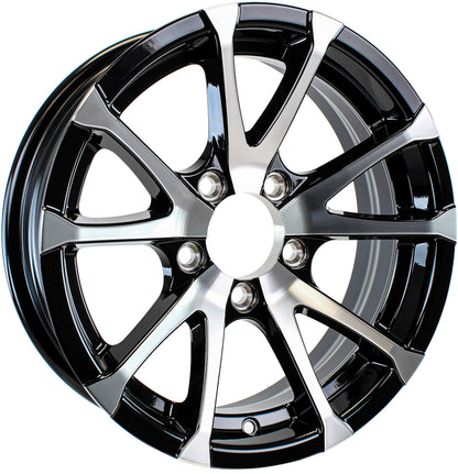 eCustomrim Aluminum Trailer Wheel 15X6 15" Rim Black Machined 5 Lug Avalanche