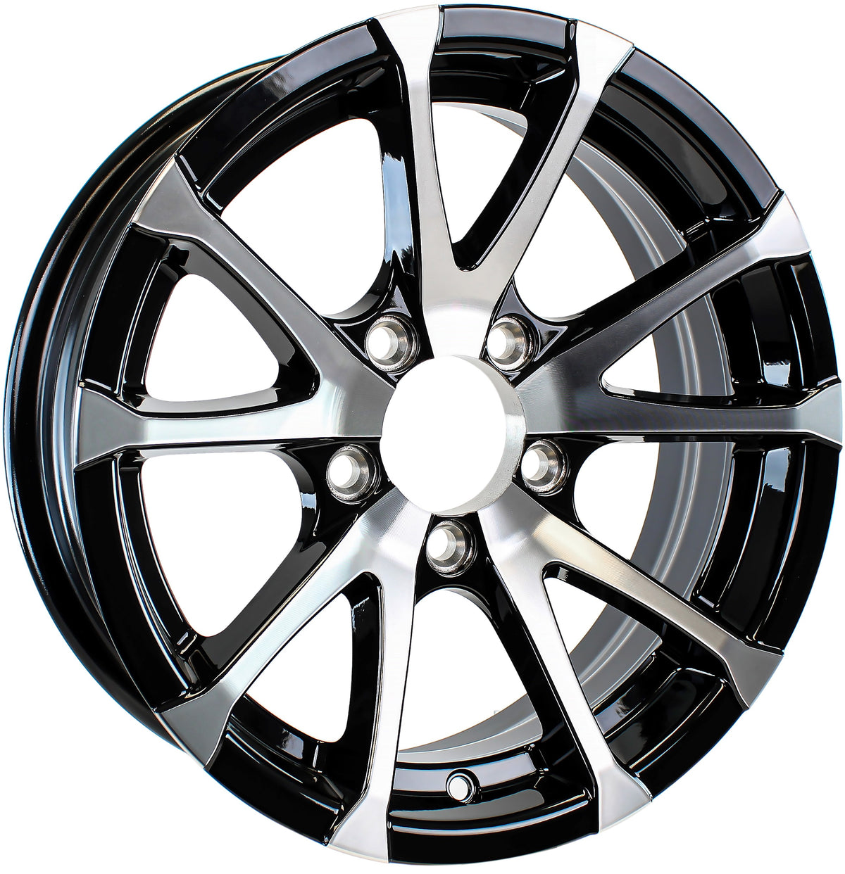 Aluminum Trailer Wheel 15X5 15 Inch Black Machined 5 Lug On 4.5 Avalanche Rim