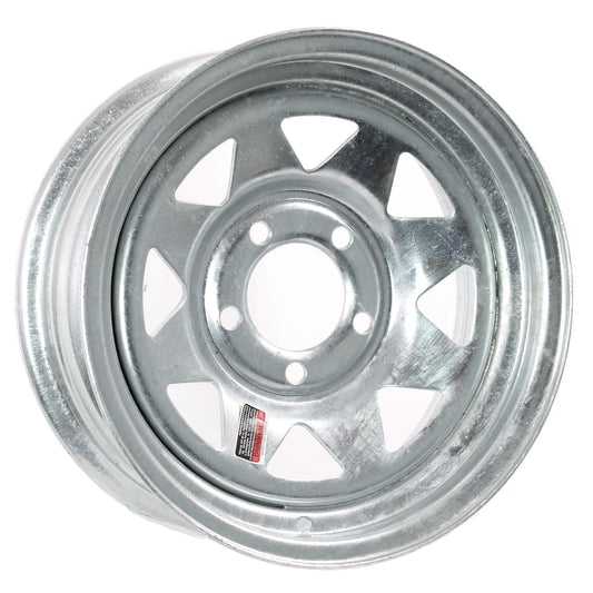 Trailer Wheel Galvanized Rim 15 x 6 Spoke Style 5 Lug On 4.5 Steel