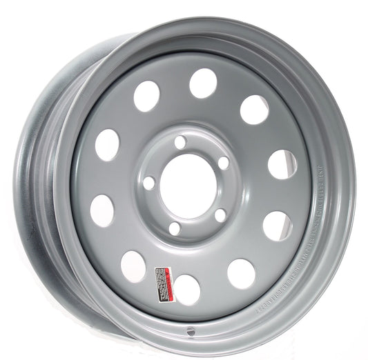 2-Pack 13" Aluminum Trailer Rim Wheel 13x5 5 Lug Hole Silver and Black