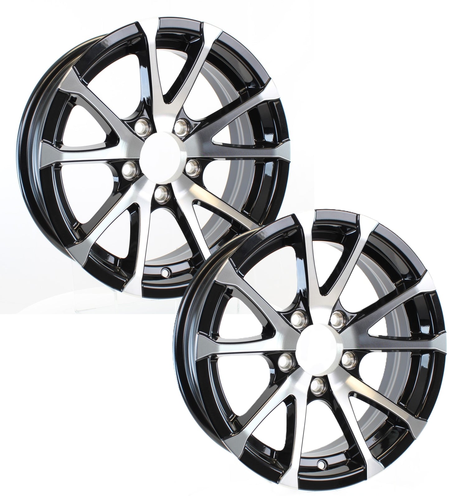 2-Pk Aluminum Trailer Wheel 15X5 15 Inch SPECIAL BOLT PATTERN 5 Lug On 5 T07 Rim