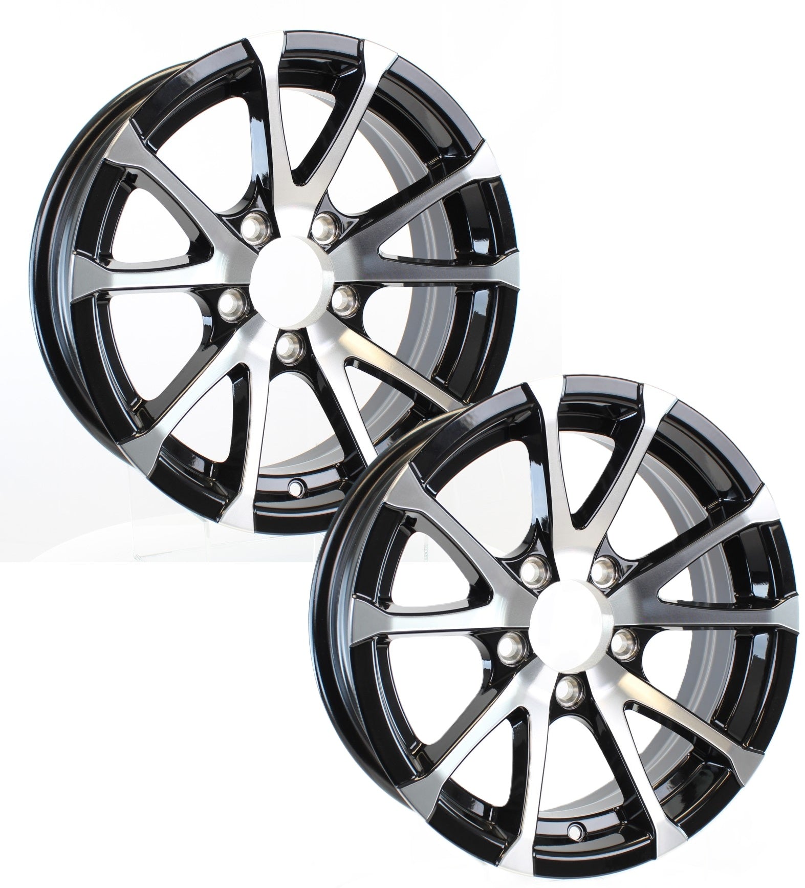 2-Pk Aluminum Trailer Wheel 15X5 15 Inch SPECIAL BOLT PATTERN 5 Lug On 5 T07 Rim