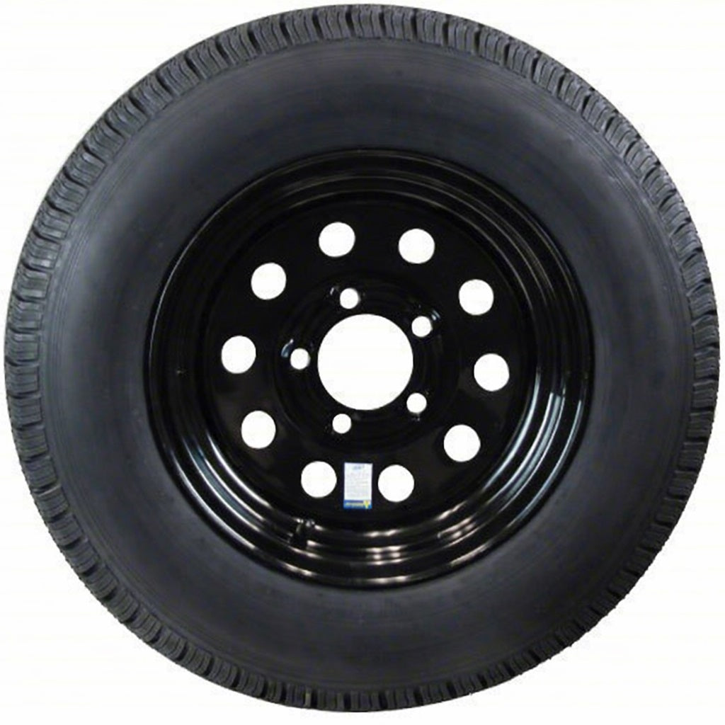 Trailer Tire Rim Assembly ST175/80D13 13 Inch Load Range C 5 Lug 4.5 Black Wheel